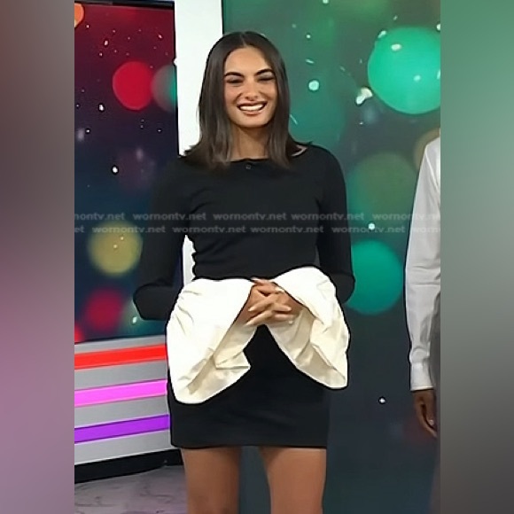 NWT - Staud HAWTHORNE DRESS BLACK IVORY (M) - Picture 5 of 13